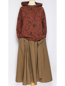 Джемпер ХЛОПОК "Капюшон Розы" коричневый до р.52