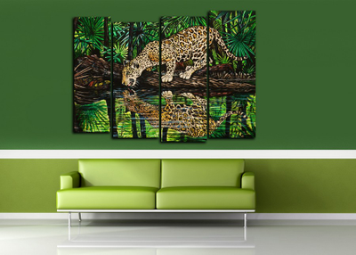 Модульная картина "Хищник на водопое"