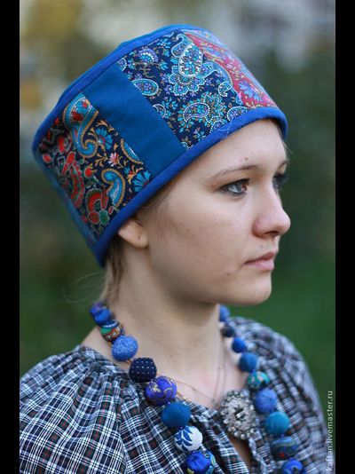 Русский традиционный женский головной убор "Повойник лоскутный".