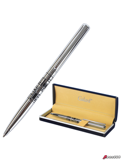 Ручка подарочная шариковая GALANT «Basel», корпус серебристый с черным, хромированные детали, пишущий узел 0,7 мм, синяя. 141665