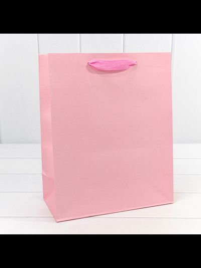 Крафт пакет плотный с веревочной ручкой (розовый), 260*130*320мм