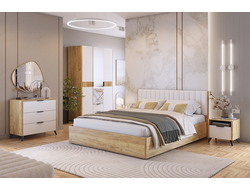 Композиция спальни АДАМ Дуб Крафт Золотой/Белое дерево