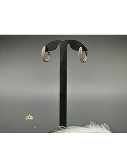 Серьги колечки с кристаллами на черном металле 2см