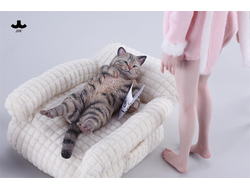 Котик на софе (серый) - Коллекционная фигурка 1/6 Lazybones Cat (JXK293A) - JXK