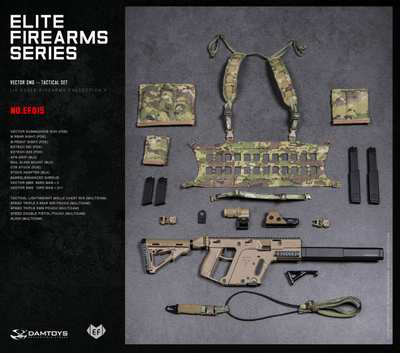 Пистолет-пулемет KRISS VECTOR с разгрузочным жилетом, подсумками и магазинами 1/6 ELITE FIREARMS SERIES 3 (EF015) - DAMTOYS