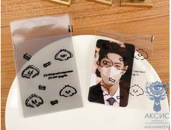 Подарочные пакеты прозрачные 10 х 8 см, 50 шт, собачки с косточкой