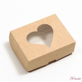Коробка складная &quot;Сердца&quot;, крафт, 10 х 8 х 3,5 см