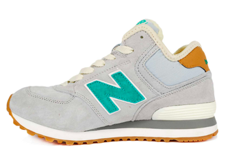 New Balance 574 Высокие серые с зеленым