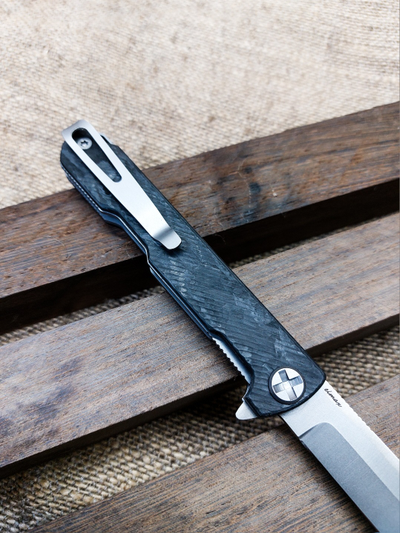 Складной нож Single EVO. Клинок копье. Сталь ELMAX, ХАОТИЧНЫЙ КАРБОН