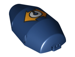 Technic Tipper Drum 6.5 x 13 x 26 Half with 4 Pin Holes and 3L Liftarm Thick with Orange Arrows and White Letter C Pattern, Dark Blue (65421pb01 / 6302622)