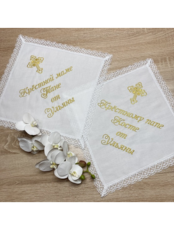 Салфетки (платочки) подарочные для крёстных фото