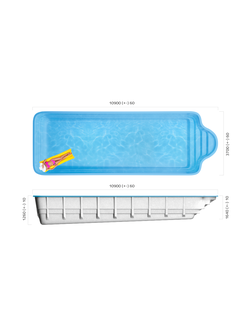 Композитный бассейн 10,9 х 3,7 х 1,26-1,64 "Ле Ман" Franmer