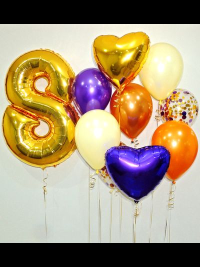 Набор шаров  с гелием &quot;Фиолетово-золотой&quot;