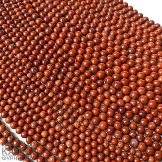 Яшма красная, шары  6,4-6,6/10,6-10,8 мм, цена за нить 19 см