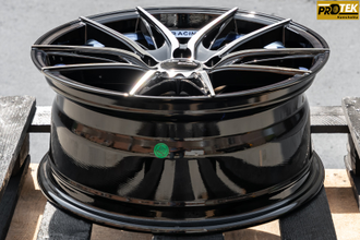 Комплект дисков R16 7,0J ET+40 5*100 Shogun RF-X Черный с полированными лучами и синим ободом (S219)