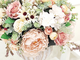 Композиция ручной работы из искусственных цветов средних размеров - Пионы пастель №КС006/Купить