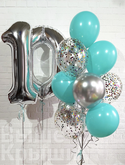 Сет "Бирюза" (10 шаров + 2 цифры)