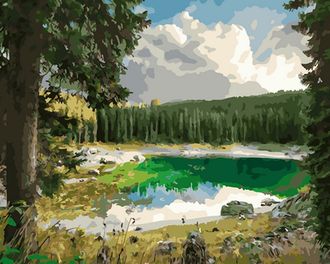 Картина по номерам 40х50 OK 10346 Озеро в лесу