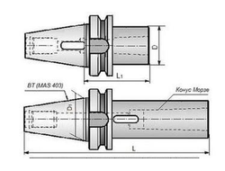 Втулка переходная с хвостовиком 7:24-ВТ50 (MAS403) на КМ4х 95мм с отверстием под клин для станков с ЧПУ