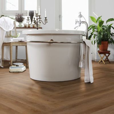 Виниловый пол Wineo 400 Wood XS Дуб коричневый сбалансированный DB285WXS Английская  Ёлка клеевой