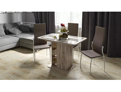 Стол обеденный "Мюнхен" Тип 1 Дуб Сонома трюфель/Стекло бежевое с рисунком