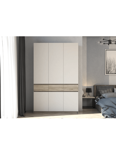 Бостон Шкаф ШК-002 трехстворчатый ЛДСП Дуб крафт серый/Кашемир