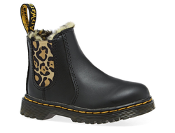 ЗИМНИЕ БОТИНКИ DR. MARTENS TODDLER 2976 LEOPARD FAUX черные