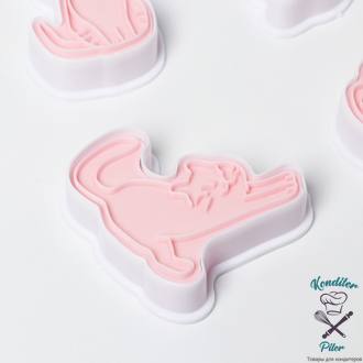 Набор форм для печенья Доляна «Котики», 8 предметов, цвет розовый