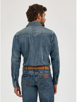 Рубашка Wrangler® Western Denim Snap Work Shirt