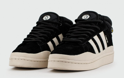 Adidas Campus With Fur White Black с мехом