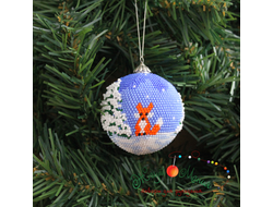 Шарик «Лисички" со снегом - 6см - Набор для вязания крючком с бисером от Ирины Рудевич