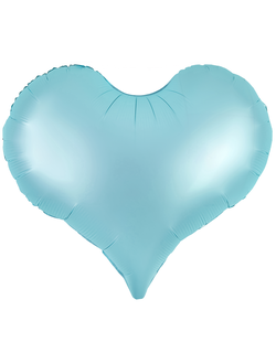 Шар (24''/61 см) Сердце, Люкс, Голубой, Сатин