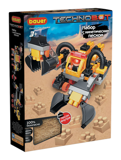 Детский развивающий конструктор Bauer Набор с кинетическим песком, роботом и пилотом в коробке "Technobot"