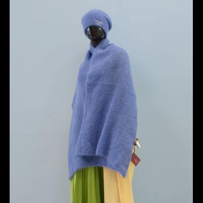 Мохеровый теплый берет одинарный Vizio Италия 6946 BO голубой