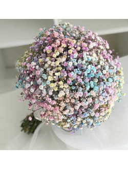 Букет невесты из разноцветной гипсофилы