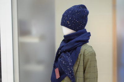 Визио синий шарф платок с пайетками Италия