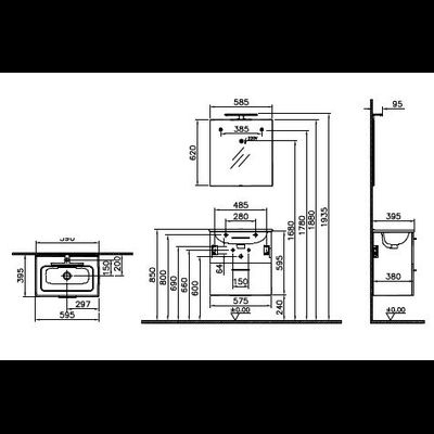 Комплект мебели Vitra Mia, 60 см, с ящиками, 75021