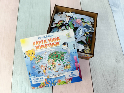 Фигурный пазл MAXI "Карта мира. Животные"
