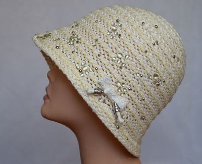 Летняя  шляпа с украшениями Vizio Италия 5421 желтая