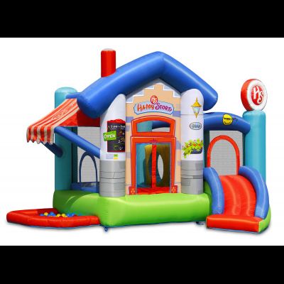 Надувной батут с горкой «Веселый магазинчик»