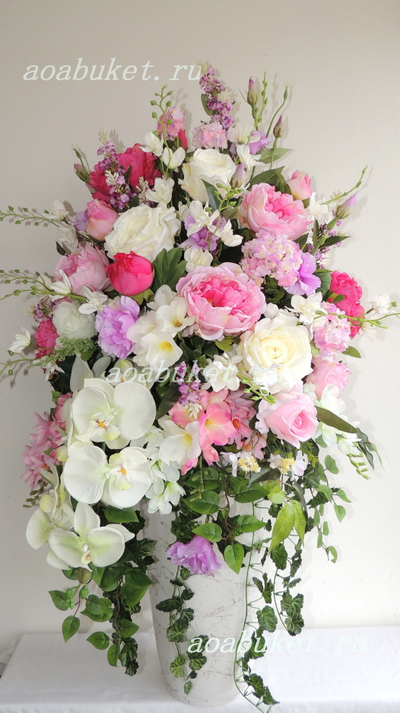 Композиция из искусственных цветов большая напольная "Очарование" № НП007/Купить на АОАБУКЕТ