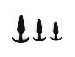 Набор анальных пробок конус, 3 штуки, Soft силикон, S-M-L, черный