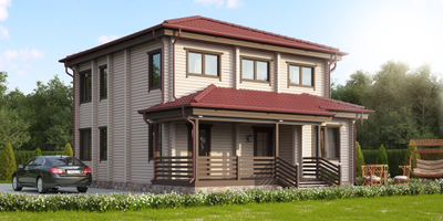 Дом из клееного бруса в два полных этажа ПБ-07, 195 м2