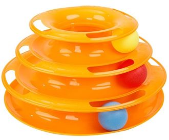 Игрушка для кошек "Трек пластиковый трехэтажный с мячиками", 24,5х12 см