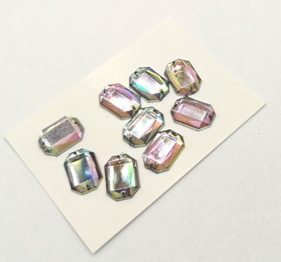 Стразы акриловые пришивные прямоугольник 10*14 мм, цвет АВ 17