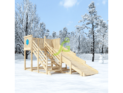 Деревянная зимняя горка "IgraGrad Snow Fox", скат 4 м, без окраски