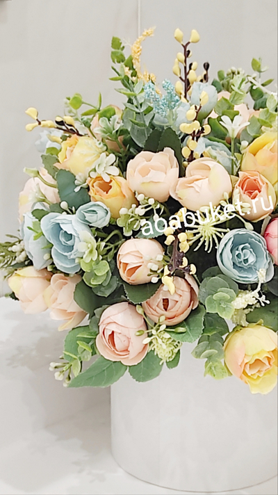 Композиция из искусственных цветов Романтика № МК011 - Купить в России для интерьера
