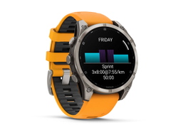 Умные часы Garmin Fenix 8 - 47 мм, AMOLED Sapphire, Titanium, светло-серый, оранжевый силиконовый ремешок (010-02904-11)