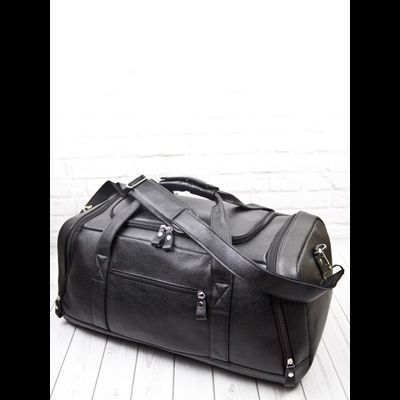 Кожаная дорожная сумка / рюкзак Napoli black 
(арт. 4034-01)