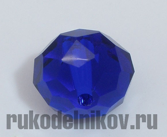 бусина стеклянная граненая рондель 10х8 мм, цвет-темно-синий, 10 шт/уп